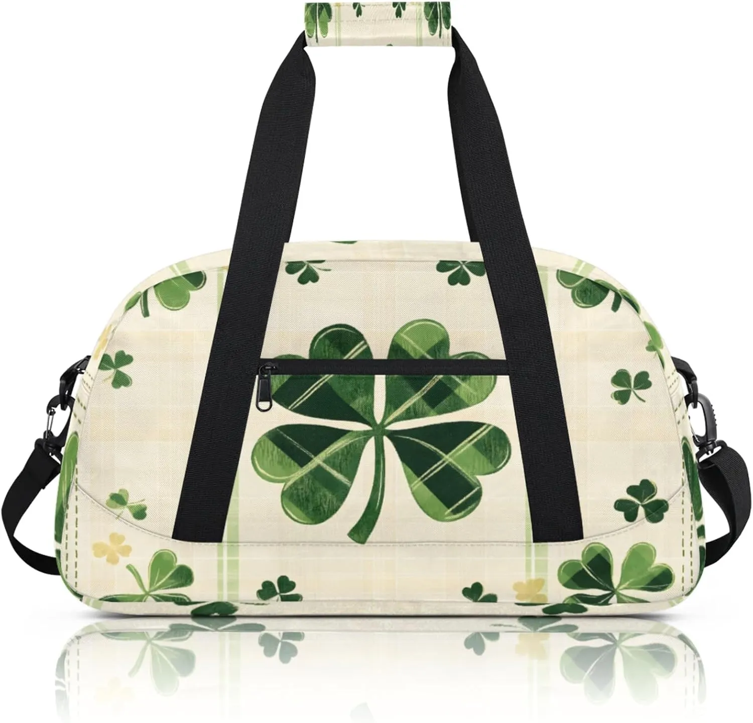 St Patrick's Day Shamrock Small Gym Bag 18 inch Carry On Duffel Bag for Weekender Travel Sports Workout Yoga Gymnastics Dance Ballet