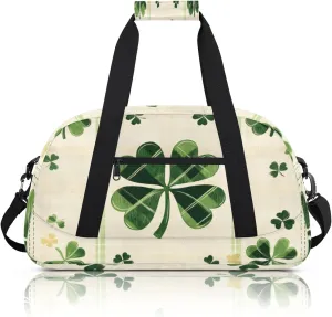 St Patrick's Day Shamrock Small Gym Bag 18 inch Carry On Duffel Bag for Weekender Travel Sports Workout Yoga Gymnastics Dance Ballet