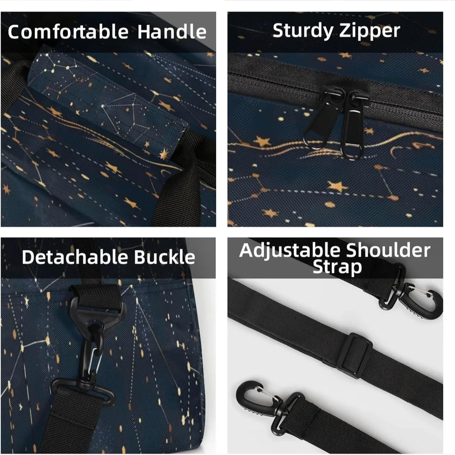 Starry Universe Constellation Galaxy Space Small Gym Bag 18 inch Carry On Duffel Bag for Weekender Travel Sports Workout Yoga Gymnastics Dance Ballet