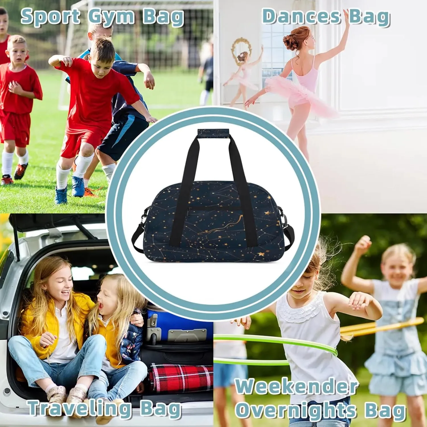 Starry Universe Constellation Galaxy Space Small Gym Bag 18 inch Carry On Duffel Bag for Weekender Travel Sports Workout Yoga Gymnastics Dance Ballet