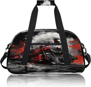 Steam Engine Small Gym Bag 18 inch Carry On Duffel Bag for Weekender Travel Sports Workout Yoga Gymnastics Dance Ballet