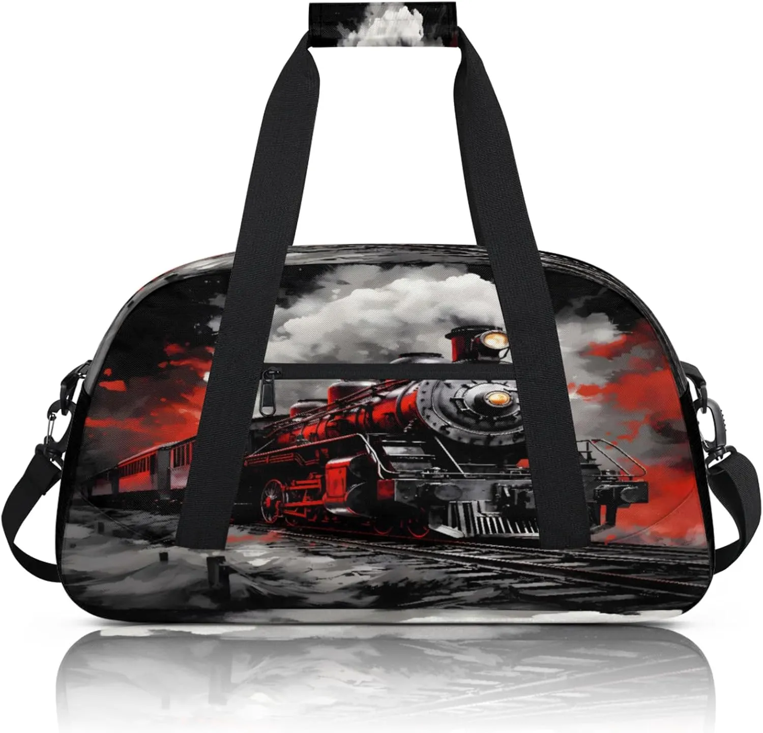 Steam Engine Small Gym Bag 18 inch Carry On Duffel Bag for Weekender Travel Sports Workout Yoga Gymnastics Dance Ballet