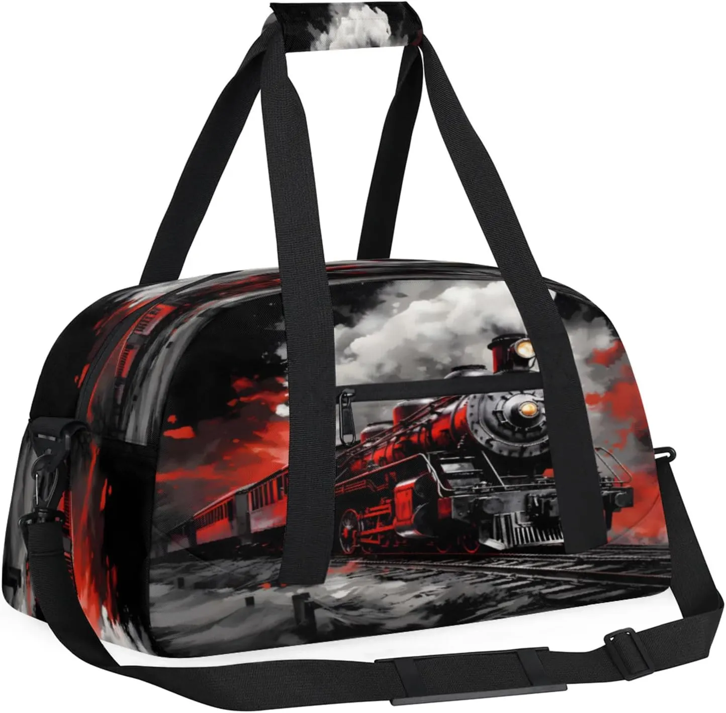 Steam Engine Small Gym Bag 18 inch Carry On Duffel Bag for Weekender Travel Sports Workout Yoga Gymnastics Dance Ballet