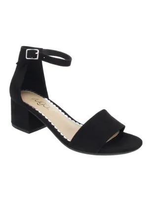 Sugar Womens Noelle Low Ankle Strap Heel Sandals Black 7.5 Wide (C,D,W)