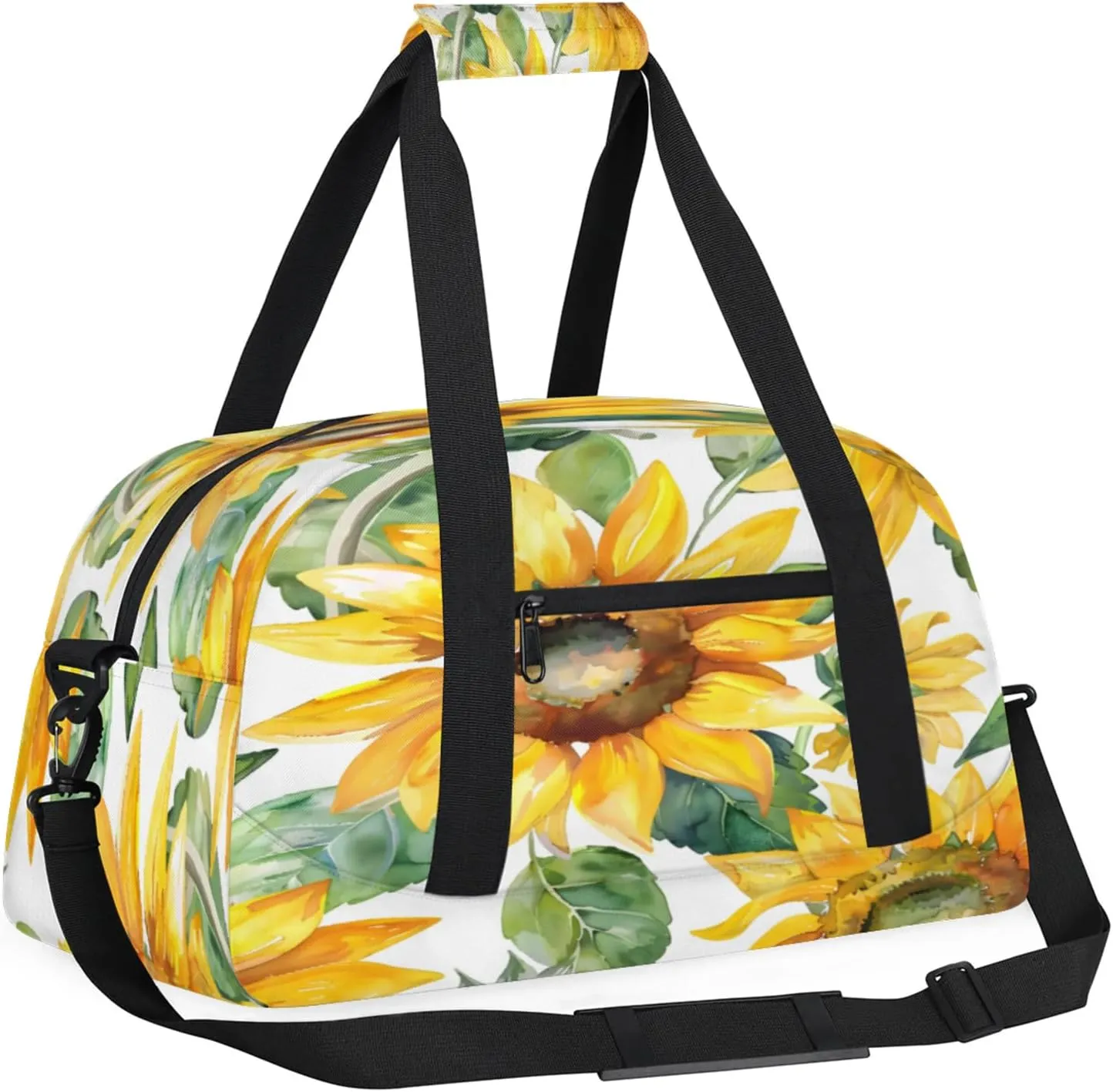Sunflower Watercolor Flowers Small Gym Bag 18 inch Carry On Duffel Bag for Weekender Travel Sports Workout Yoga Gymnastics Dance Ballet