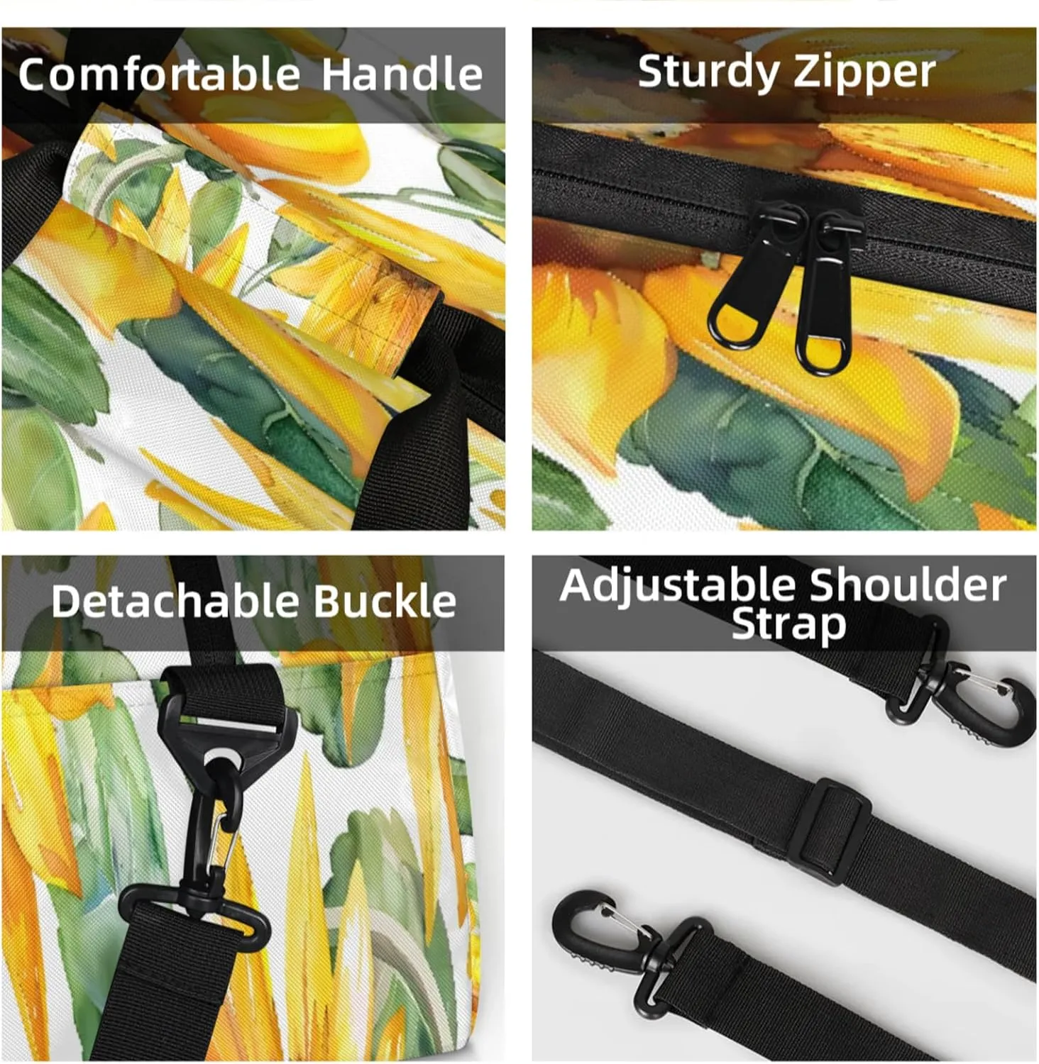 Sunflower Watercolor Flowers Small Gym Bag 18 inch Carry On Duffel Bag for Weekender Travel Sports Workout Yoga Gymnastics Dance Ballet