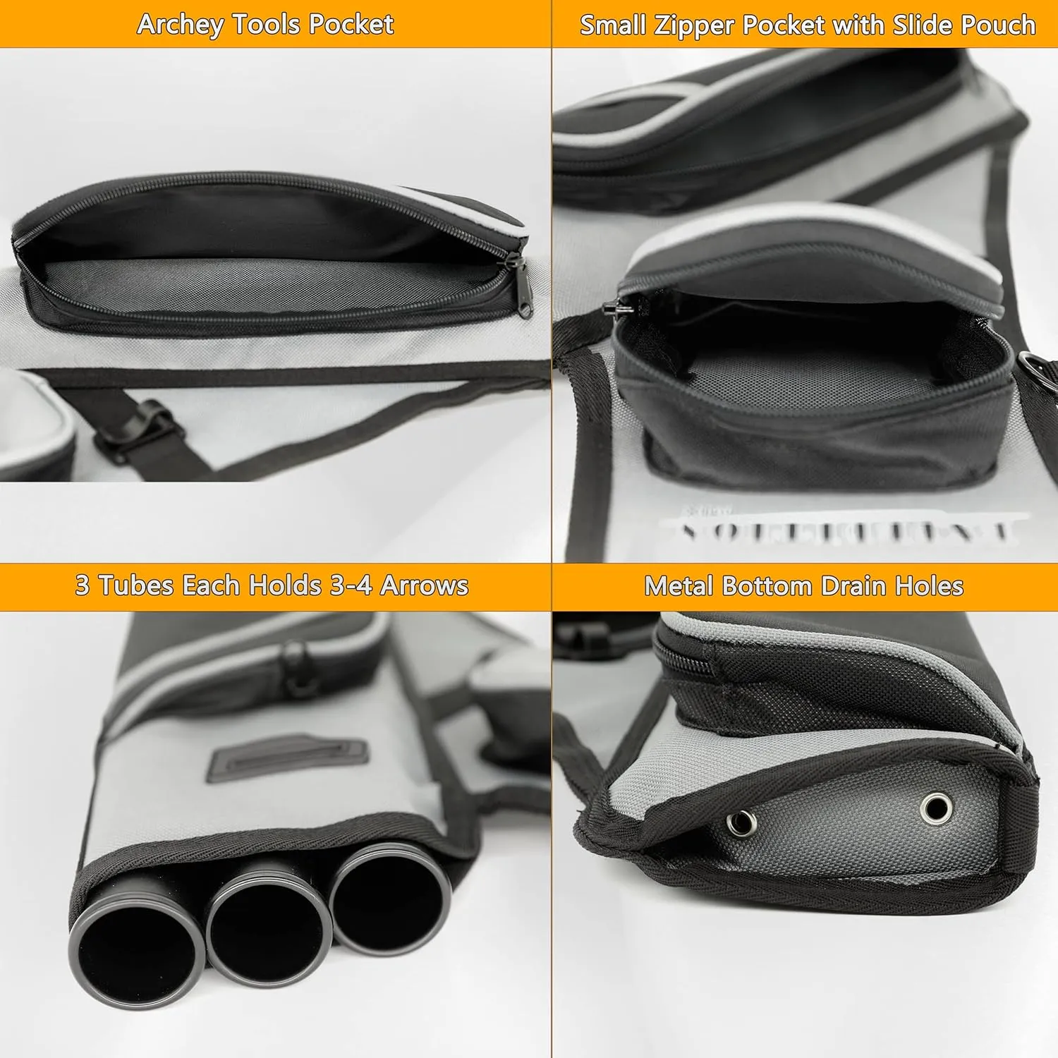 SUNYA Archery Hip Quiver for Arrows. Includes 3 Tubes Arrow Holder, Accessories Pockets and Waist Belt. Fit for Compound and Recurve Bow Practice.