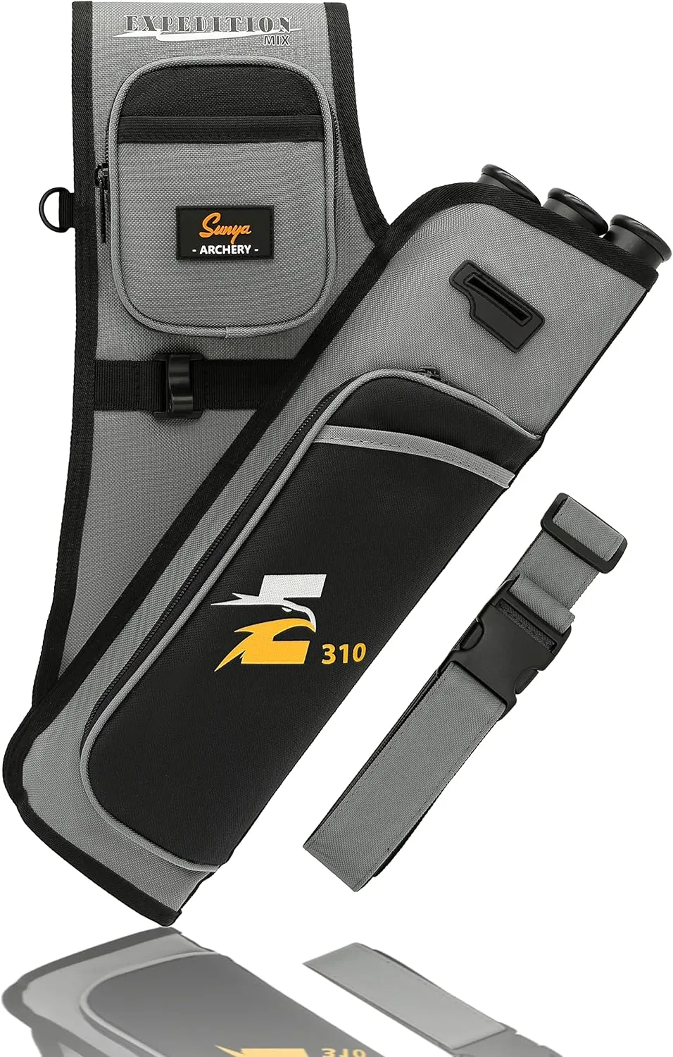 SUNYA Archery Hip Quiver for Arrows. Includes 3 Tubes Arrow Holder, Accessories Pockets and Waist Belt. Fit for Compound and Recurve Bow Practice.