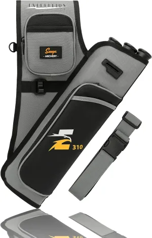 SUNYA Archery Hip Quiver for Arrows. Includes 3 Tubes Arrow Holder, Accessories Pockets and Waist Belt. Fit for Compound and Recurve Bow Practice.