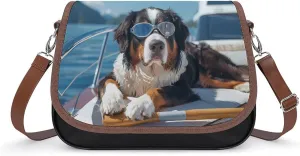Swiss Mountain Dog Ocean Boat Time Womens Messenger Crossbody Bags Small Shoulder Handbags Purse with Adjustable Strap