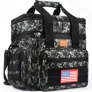 Tactical Lunch Box for Men, Expandable Heavy Duty Double Deck Tactical Lunch Bag with Shoulder Strap, Leakproof & Insulated Lunch Cooler Bag for Adult Work Fishing Picnic Travel,20L (Camo)