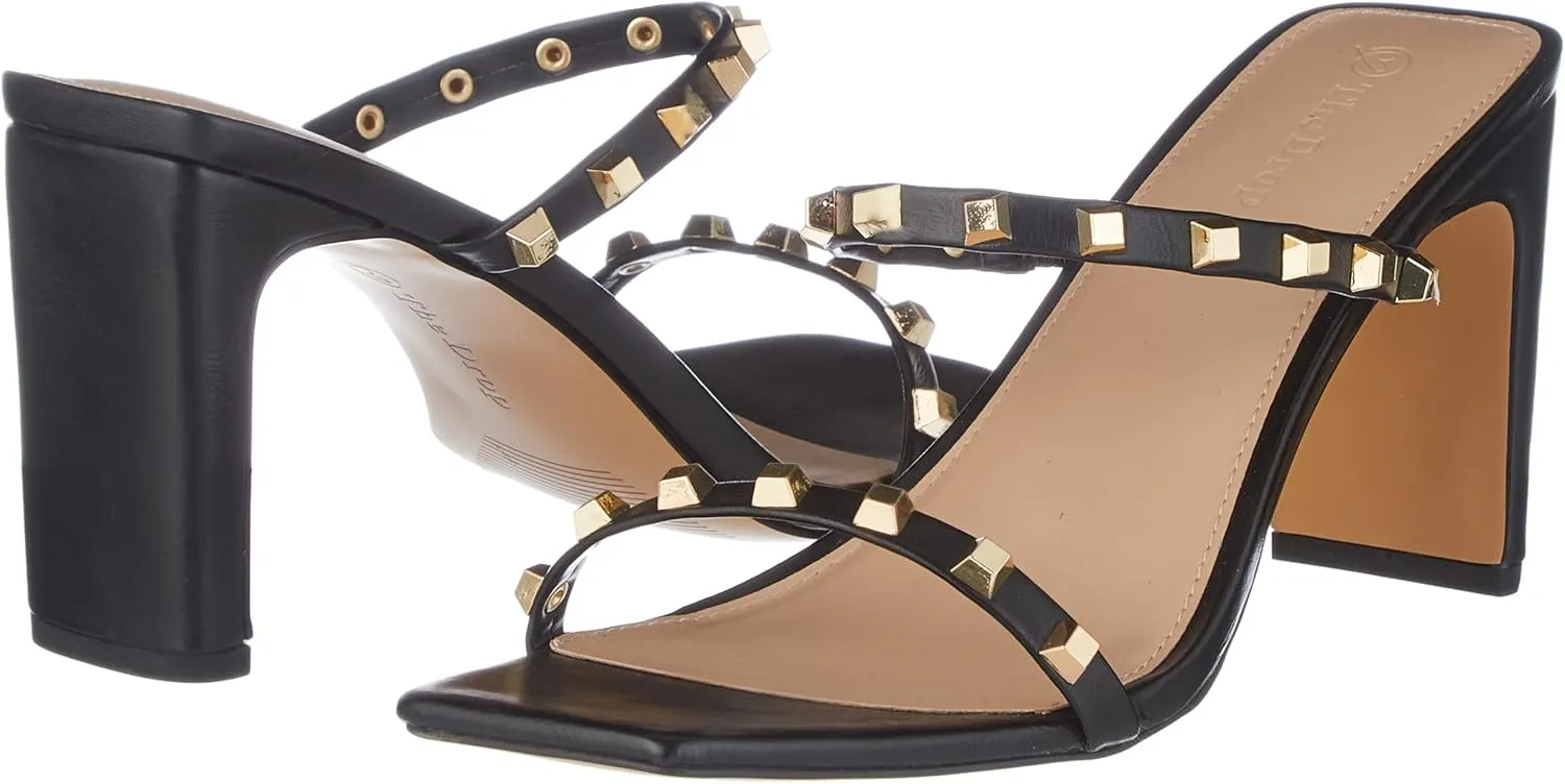The Drop Women's Avery Square Toe Two Strap High Heeled Sandal
