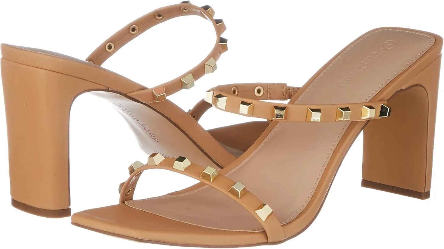 The Drop Women's Avery Square Toe Two Strap High Heeled Sandal