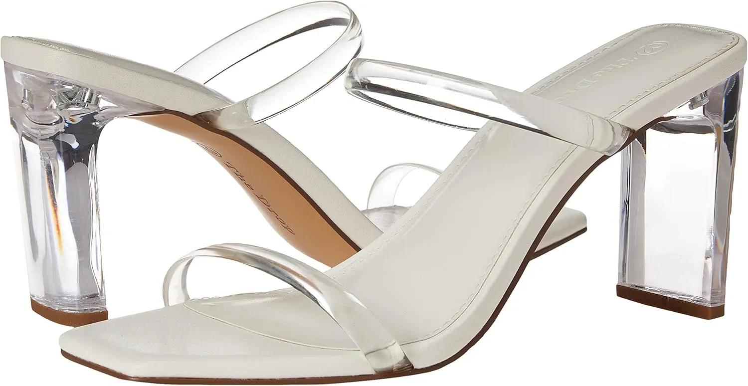 The Drop Women's Avery Square Toe Two Strap High Heeled Sandal