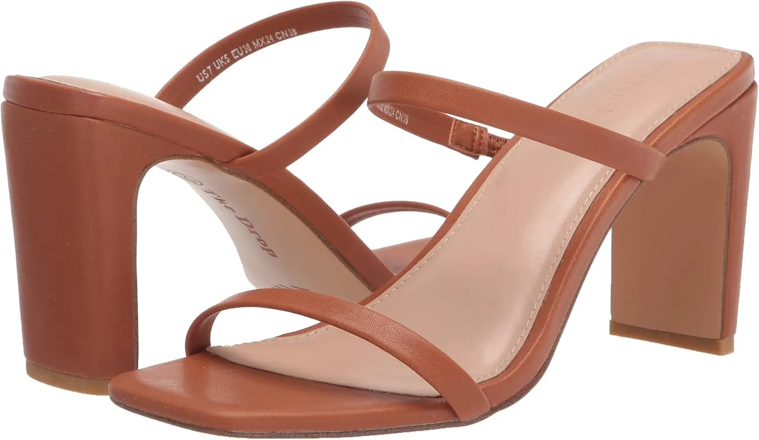 The Drop Women's Avery Square Toe Two Strap High Heeled Sandal