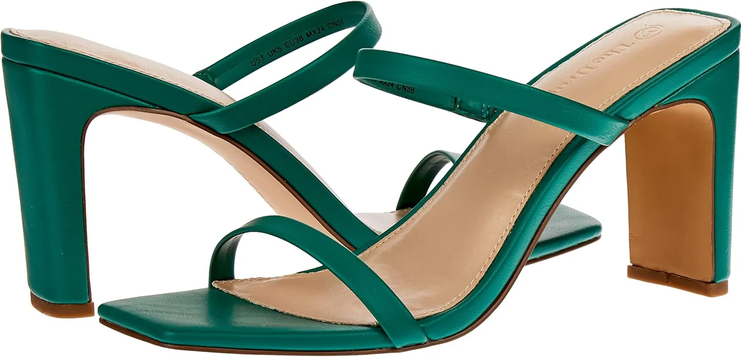 The Drop Women's Avery Square Toe Two Strap High Heeled Sandal