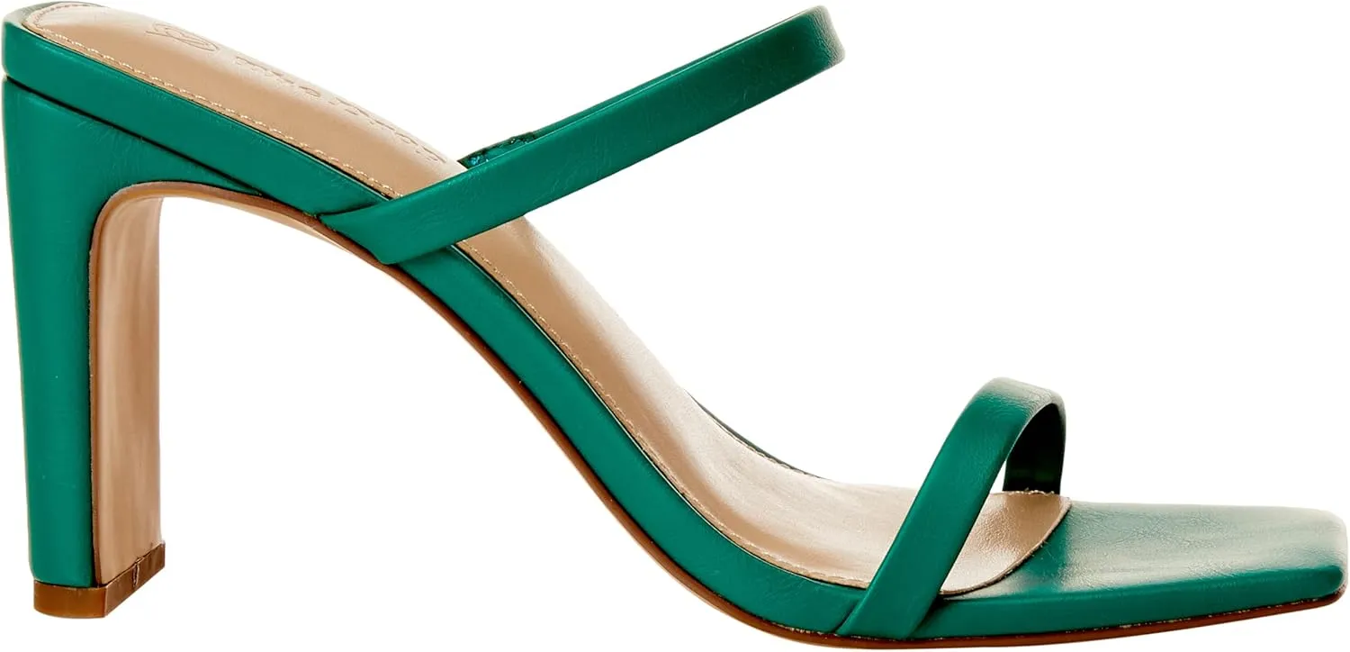 The Drop Women's Avery Square Toe Two Strap High Heeled Sandal