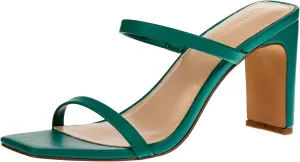 The Drop Women's Avery Square Toe Two Strap High Heeled Sandal