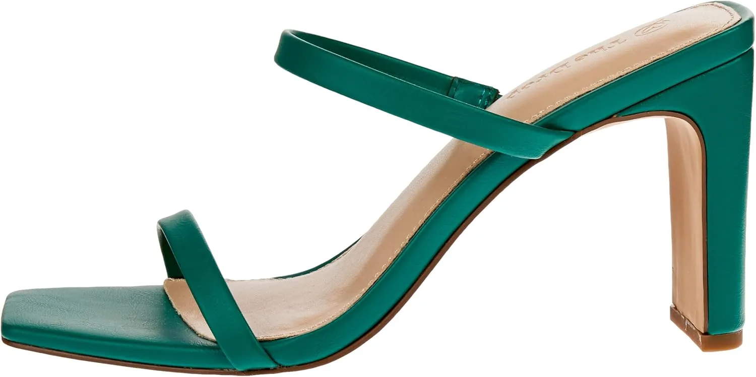 The Drop Women's Avery Square Toe Two Strap High Heeled Sandal