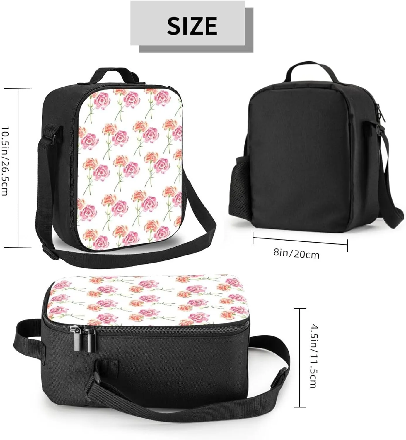 Thermal Insulation One Shoulder Bento Bag Wear Resistance Light Weight Lunch Bag, Shoulder Strap Adjustable Lunch Box Suitable Work Picnics for Woman Man Yellow Pollen Flower