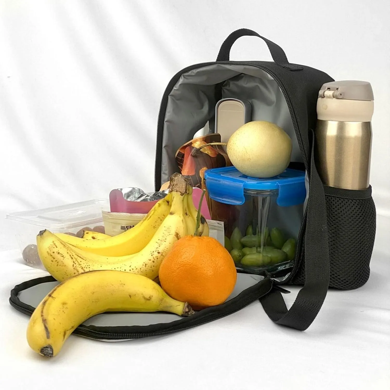 Thermal Insulation One Shoulder Bento Bag Wear Resistance Light Weight Lunch Bag, Shoulder Strap Adjustable Lunch Box Suitable Work Picnics for Woman Man Yellow Pollen Flower