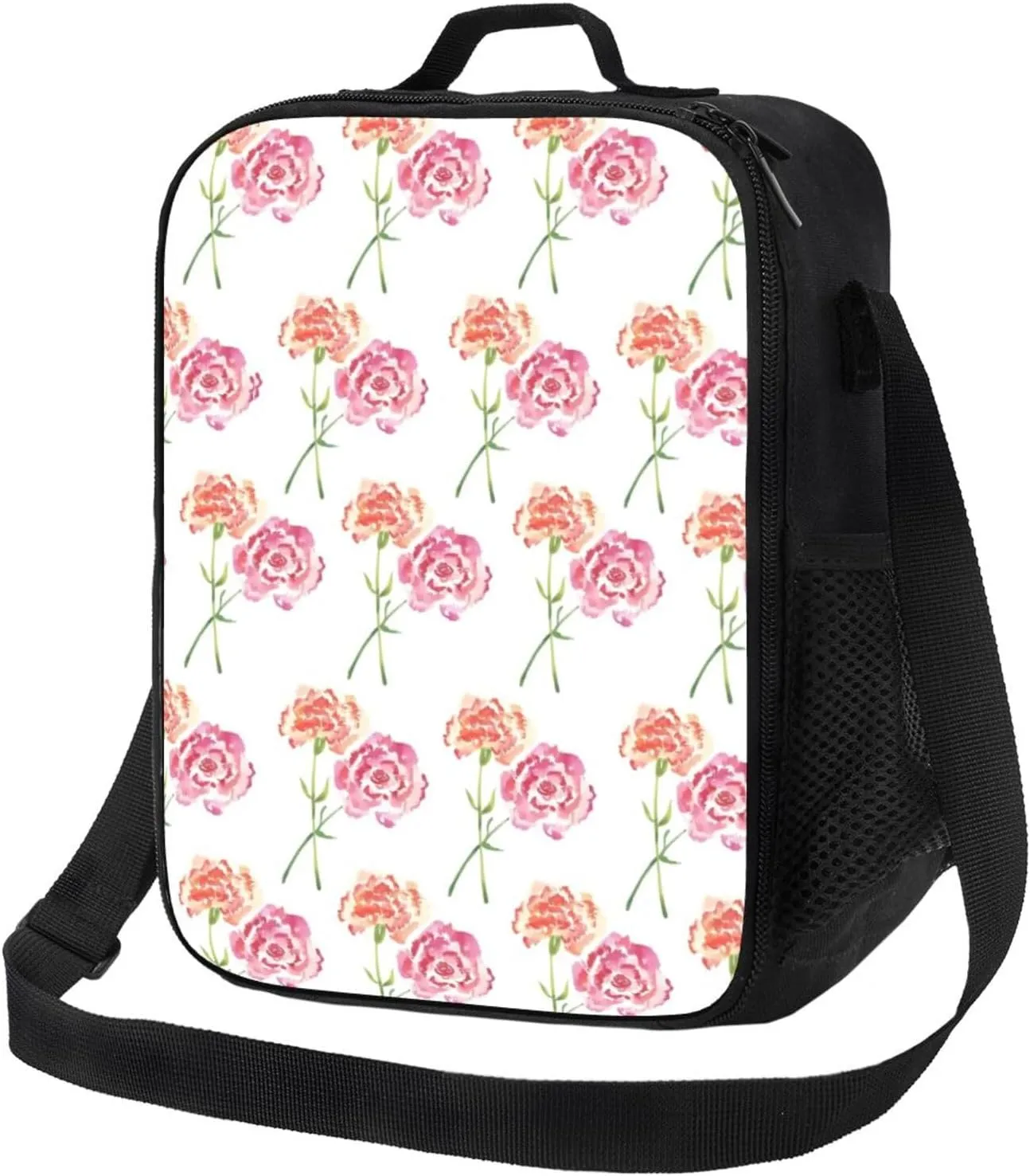 Thermal Insulation One Shoulder Bento Bag Wear Resistance Light Weight Lunch Bag, Shoulder Strap Adjustable Lunch Box Suitable Work Picnics for Woman Man Yellow Pollen Flower