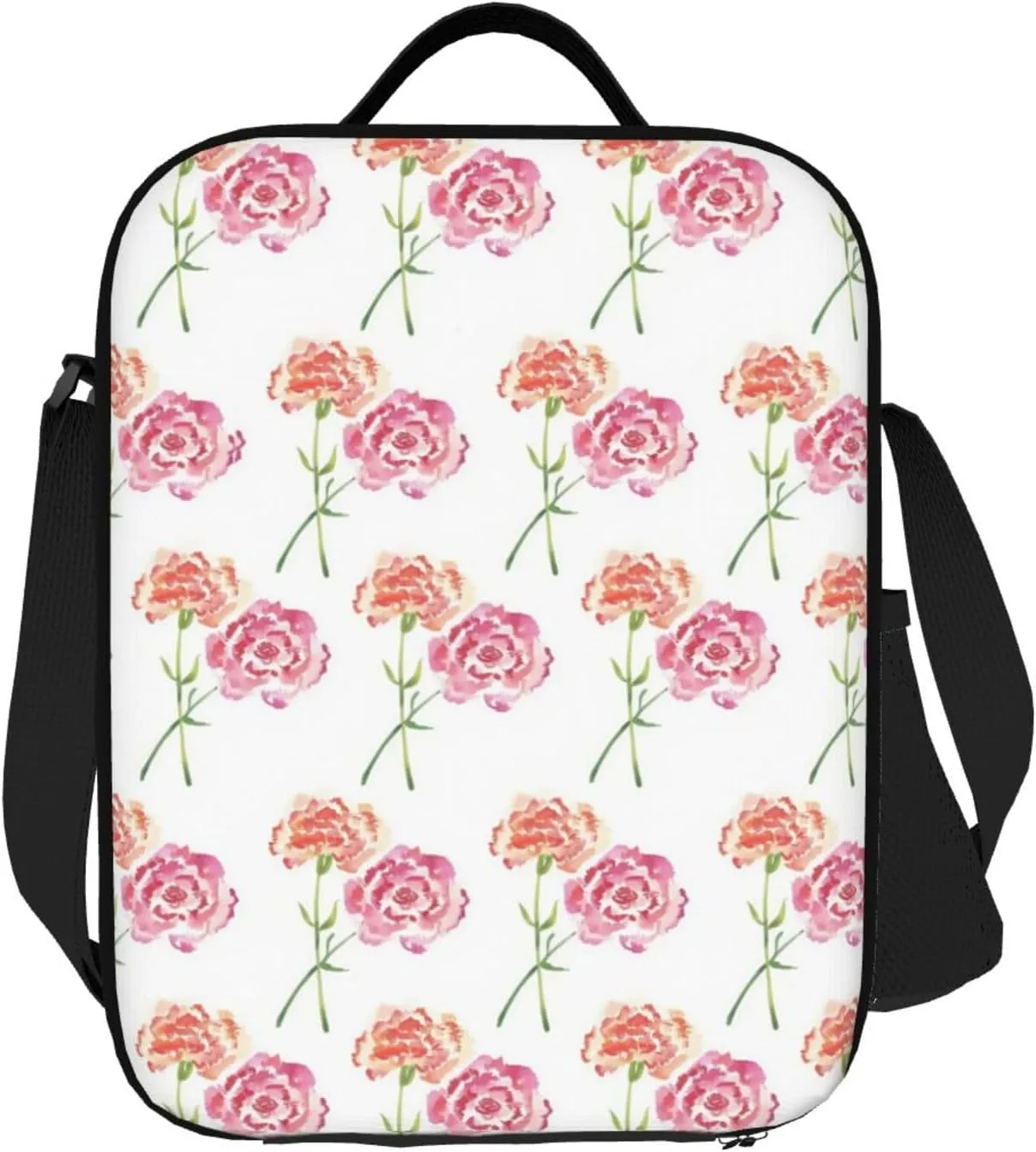 Thermal Insulation One Shoulder Bento Bag Wear Resistance Light Weight Lunch Bag, Shoulder Strap Adjustable Lunch Box Suitable Work Picnics for Woman Man Yellow Pollen Flower