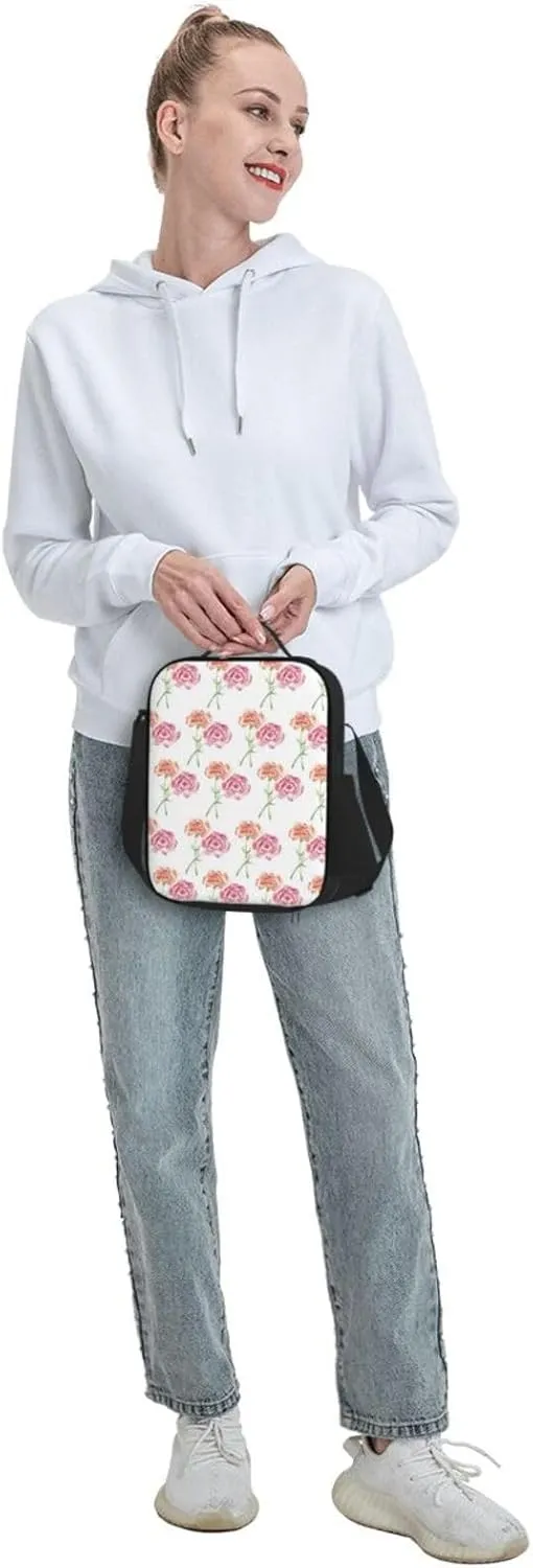 Thermal Insulation One Shoulder Bento Bag Wear Resistance Light Weight Lunch Bag, Shoulder Strap Adjustable Lunch Box Suitable Work Picnics for Woman Man Yellow Pollen Flower