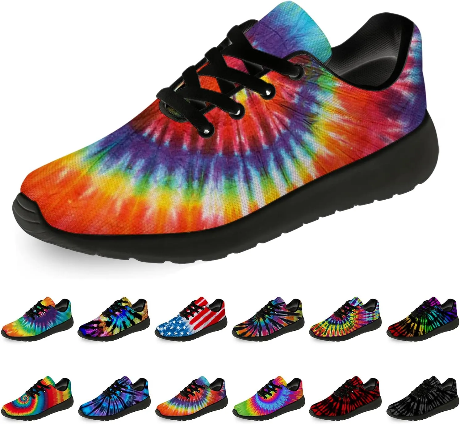 Tie Dye Shoes for Women Men Running Shoes Womens Mens Walking Tennis Sneakers Comfortable Sport Jogging Shoes Gifts