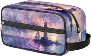 Toiletry Bag for Men Watercolor Lighthouse Travel Toiletry Organizer Traveling Dopp Kit Shaving Bag with Large Capacity for Toiletries Accessories