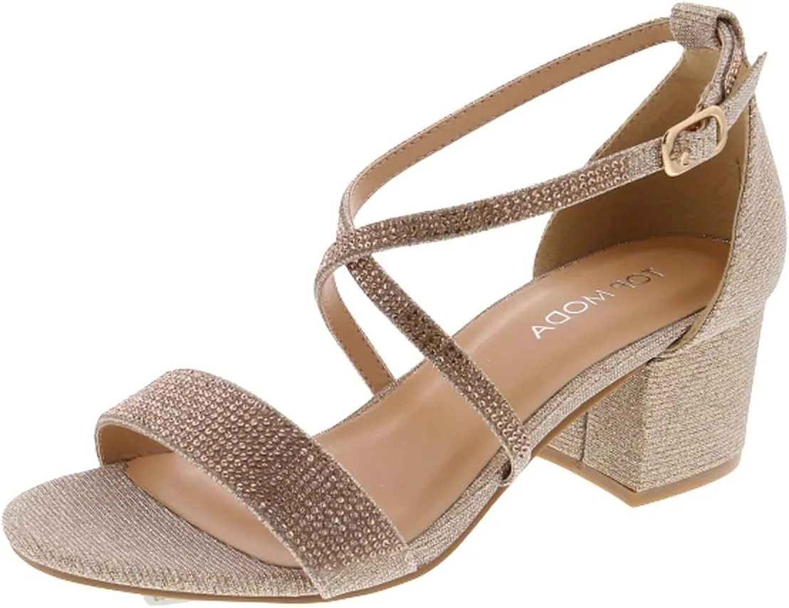 TOP Moda Over The Toe Strap Ankle Wrap Strap 2" Block Heel Open Toe Dress Sandal