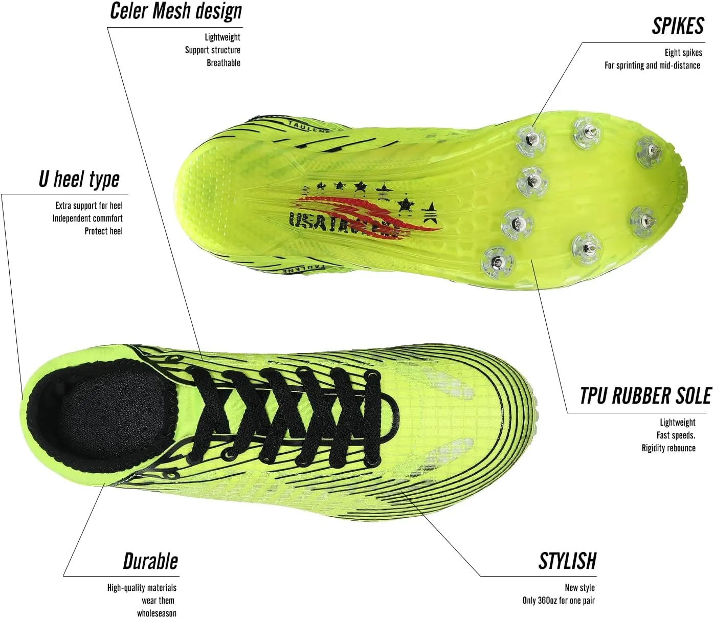 Track Shoes Men Track Spike Shoe for Men Cross Country Running Track and Field Shoes Sprint Distance Running