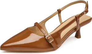 Trary Slingback Kitten Heels for Women,Pointed Toe Closed Toe Pumps,Sexy Shoes Women for Wedding
