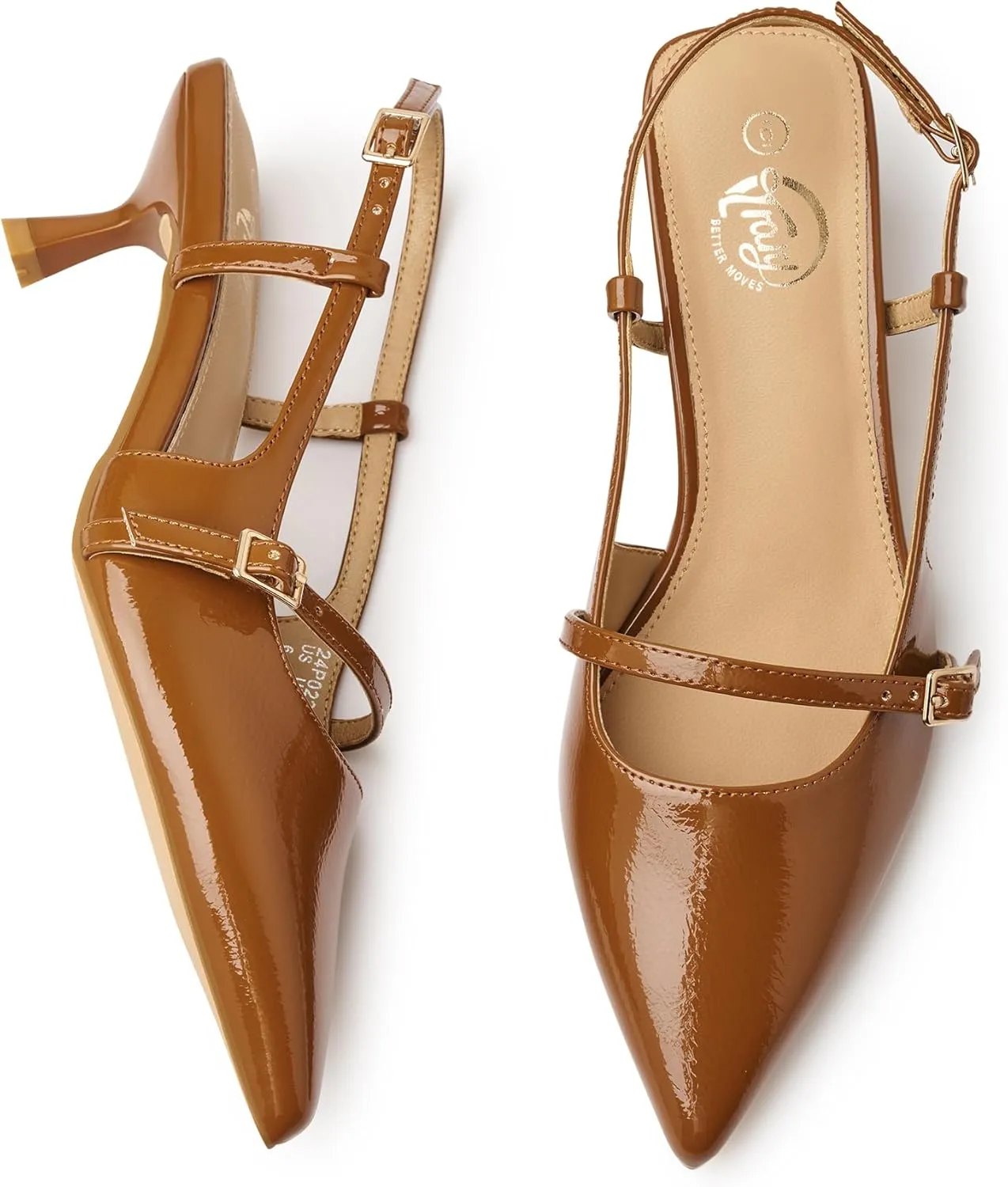 Trary Slingback Kitten Heels for Women,Pointed Toe Closed Toe Pumps,Sexy Shoes Women for Wedding