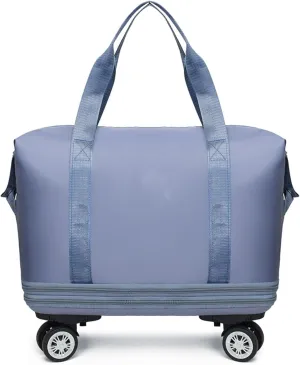 Travel Bag with Wheels，Large Capacity Travel Bag，Universal Wheel Removable,Weekender Bag with Wheels,Overnight Bag with Wheels (Blue)