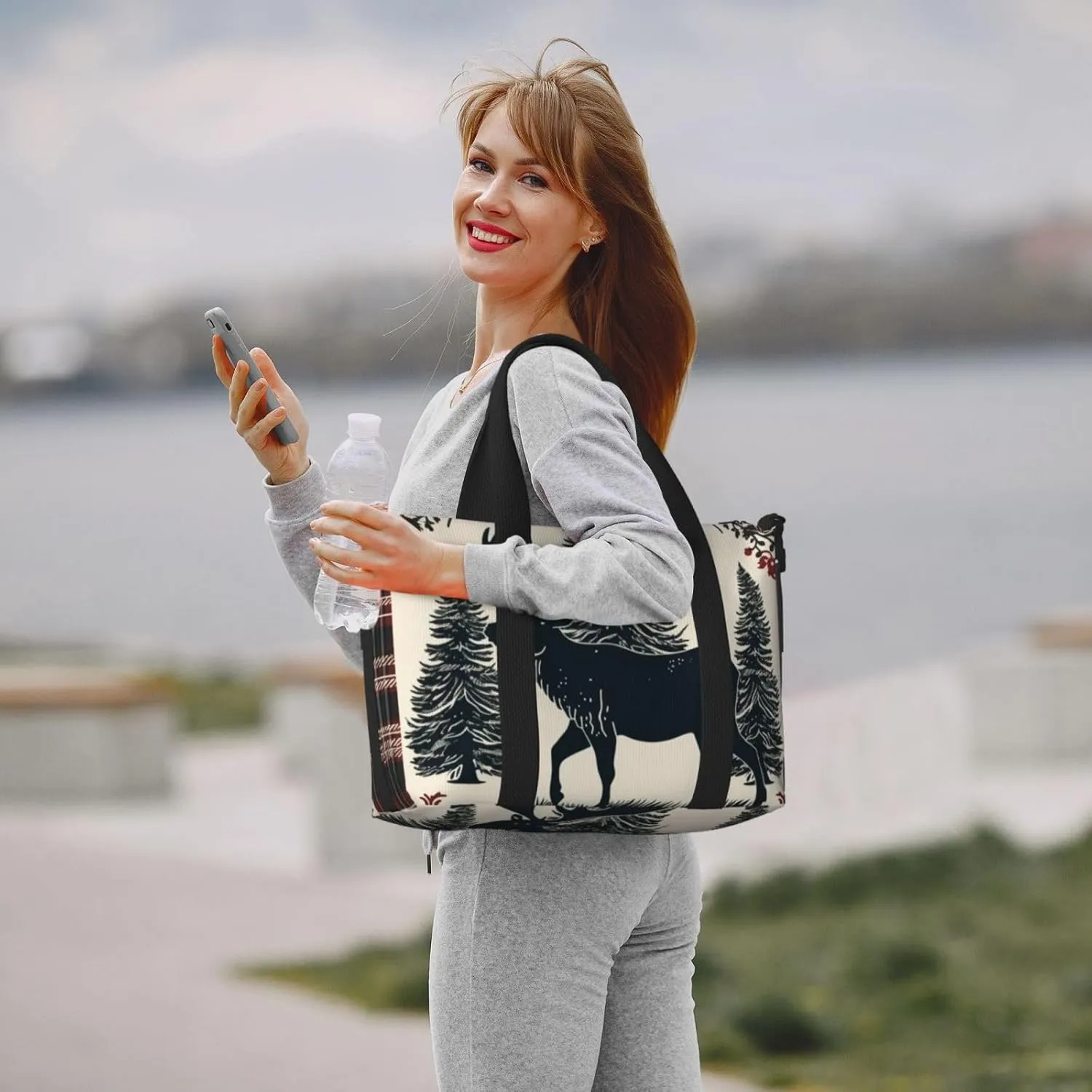 Travel Duffle Bag Buffalo Christmas Deer Weekender Overnight Bags Luggage Bag for Women Men Waterproof Sports Gym Bag Hand Bag with Shoulder Strap