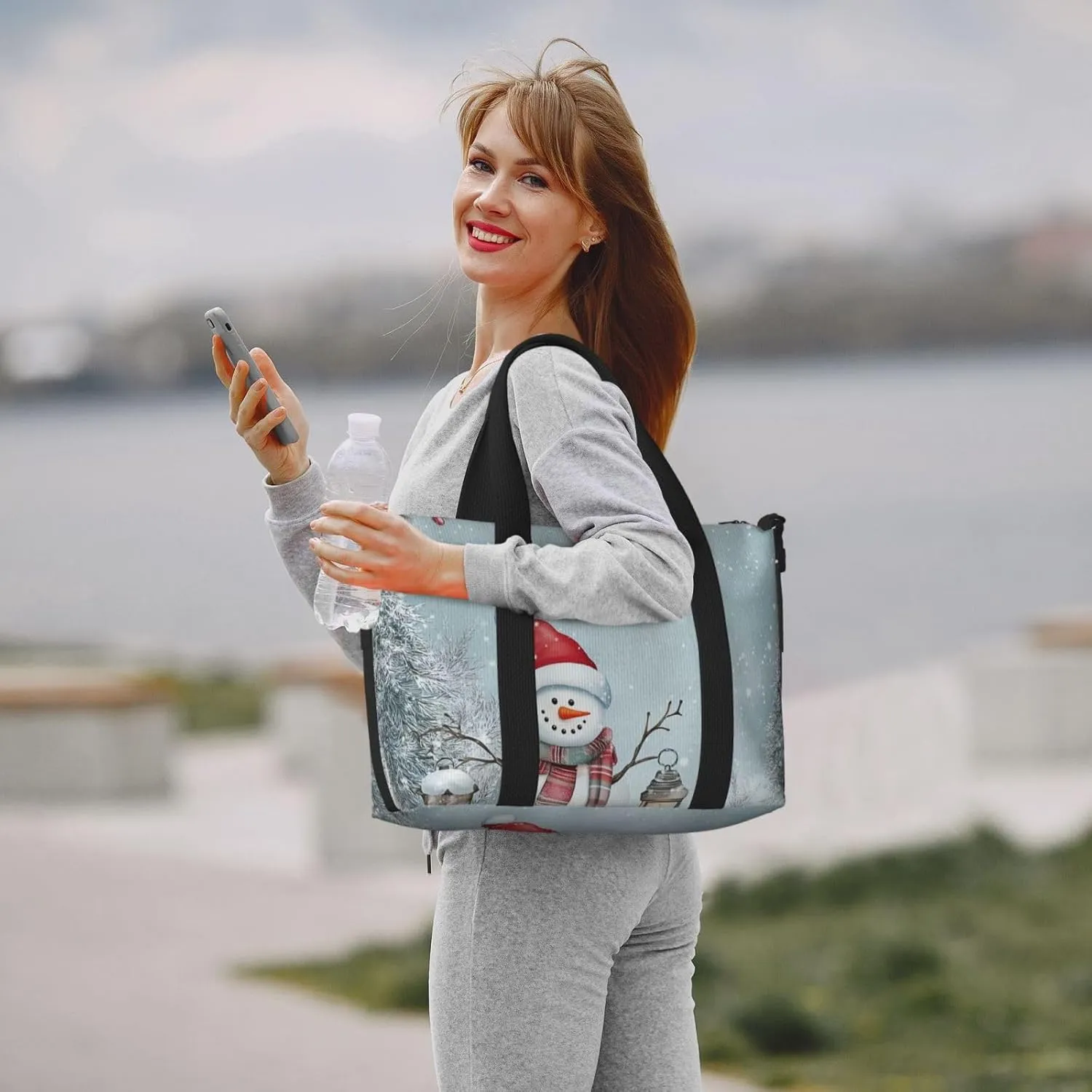 Travel Duffle Bag Christmas Snowman Weekender Overnight Bags Luggage Bag for Women Men Waterproof Sports Gym Bag Hand Bag with Shoulder Strap