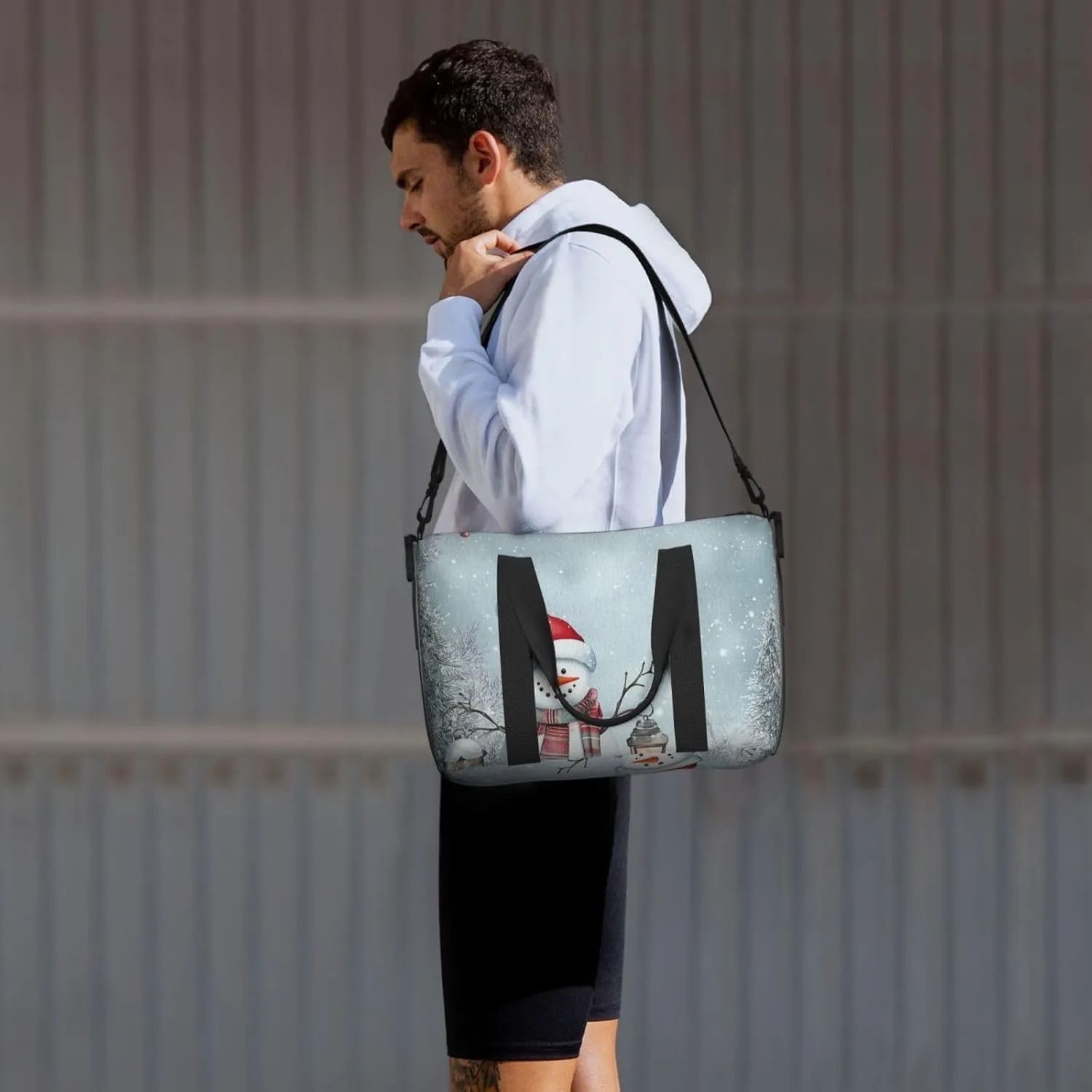 Travel Duffle Bag Christmas Snowman Weekender Overnight Bags Luggage Bag for Women Men Waterproof Sports Gym Bag Hand Bag with Shoulder Strap