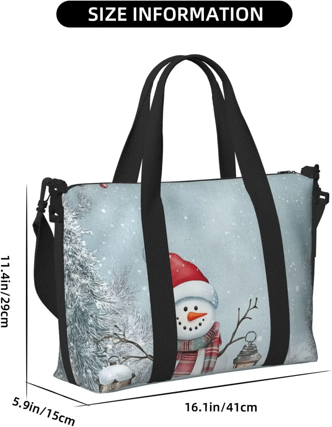 Travel Duffle Bag Christmas Snowman Weekender Overnight Bags Luggage Bag for Women Men Waterproof Sports Gym Bag Hand Bag with Shoulder Strap