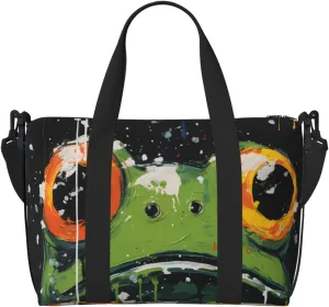 Travel Duffle Bag Cute Frog Animal Weekender Overnight Bags Luggage Bag for Women Men Waterproof Sports Gym Bag Hand Bag with Shoulder Strap