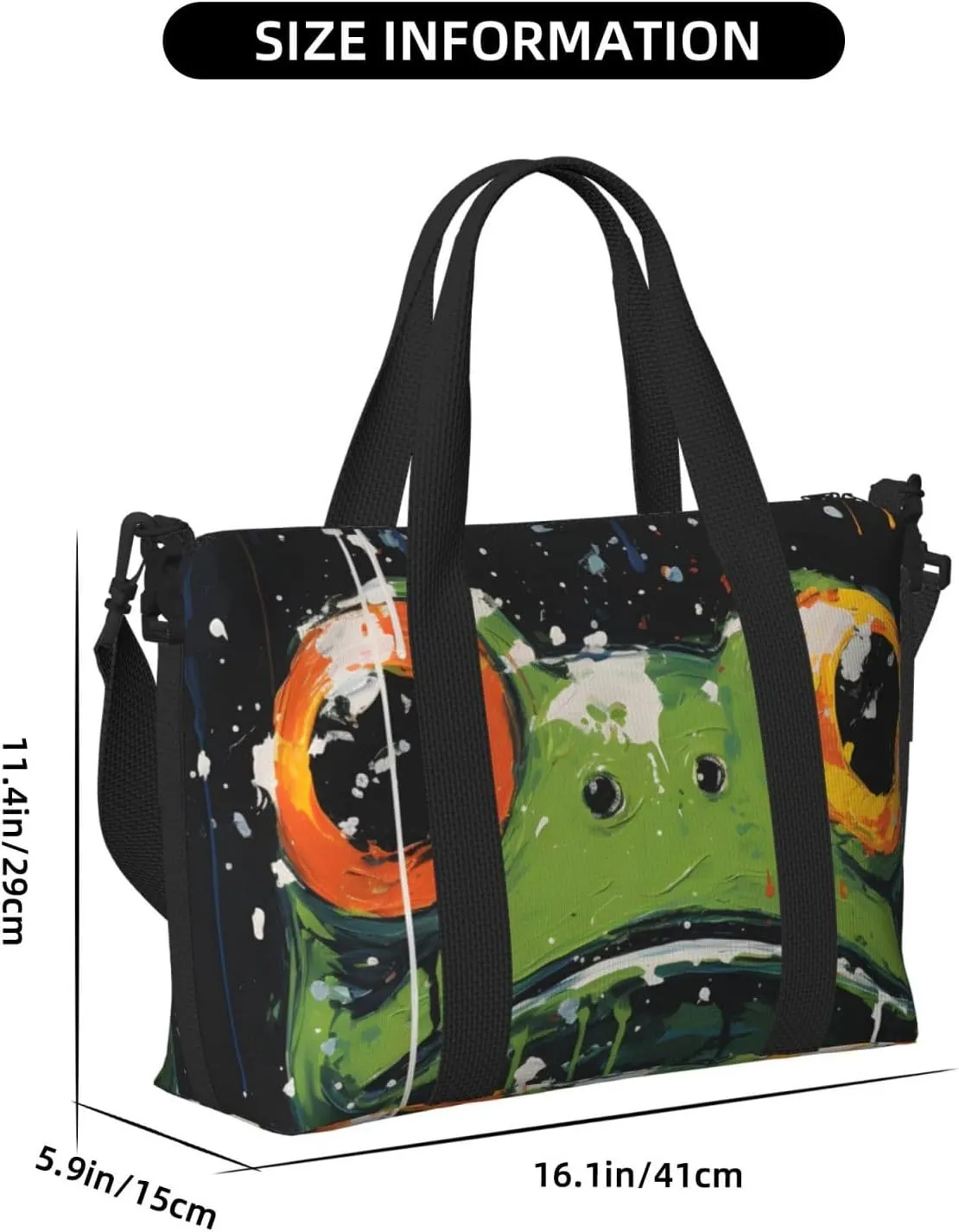 Travel Duffle Bag Cute Frog Animal Weekender Overnight Bags Luggage Bag for Women Men Waterproof Sports Gym Bag Hand Bag with Shoulder Strap