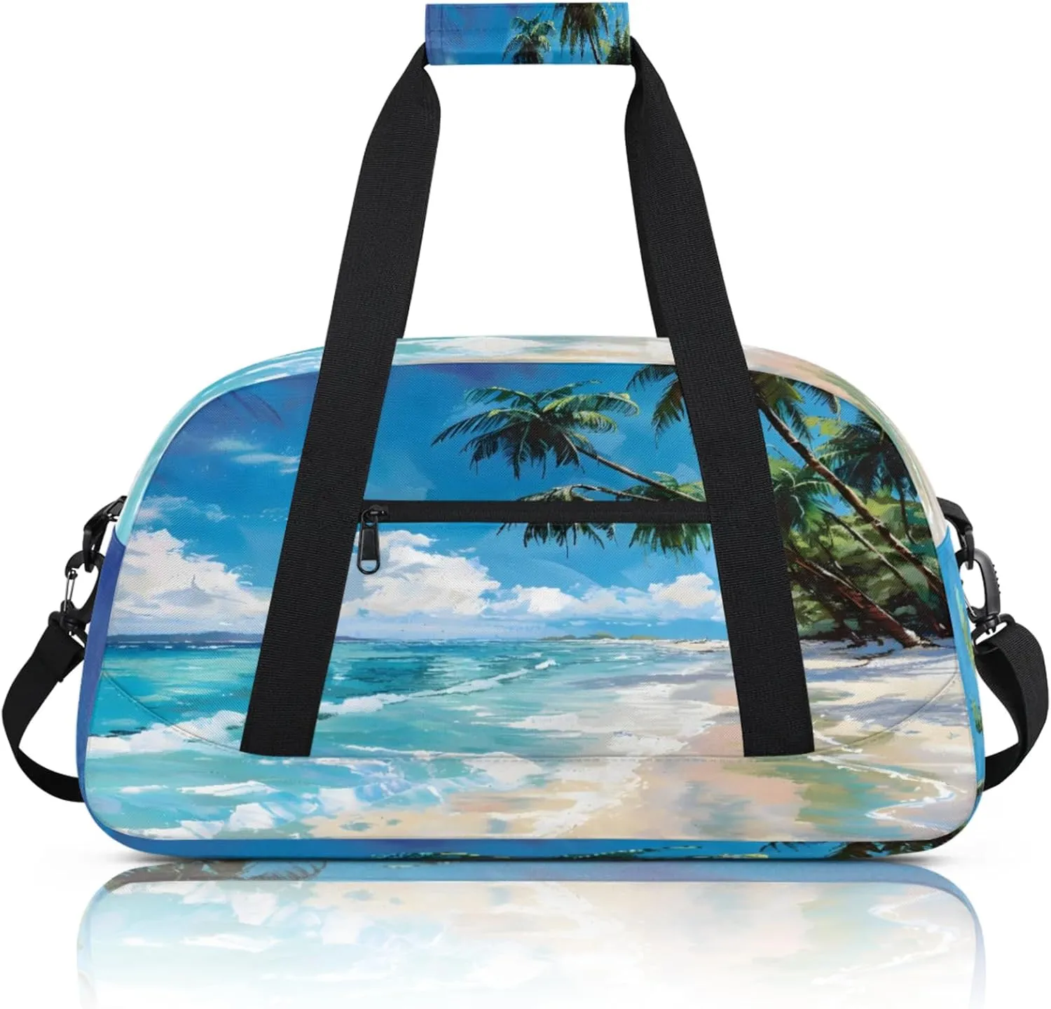 Tropical Beach Hawaiian Palm Trees Small Gym Bag 18 inch Carry On Duffel Bag for Weekender Travel Sports Workout Yoga Gymnastics Dance Ballet