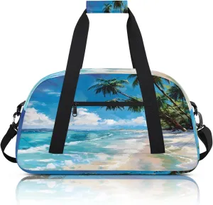 Tropical Beach Hawaiian Palm Trees Small Gym Bag 18 inch Carry On Duffel Bag for Weekender Travel Sports Workout Yoga Gymnastics Dance Ballet