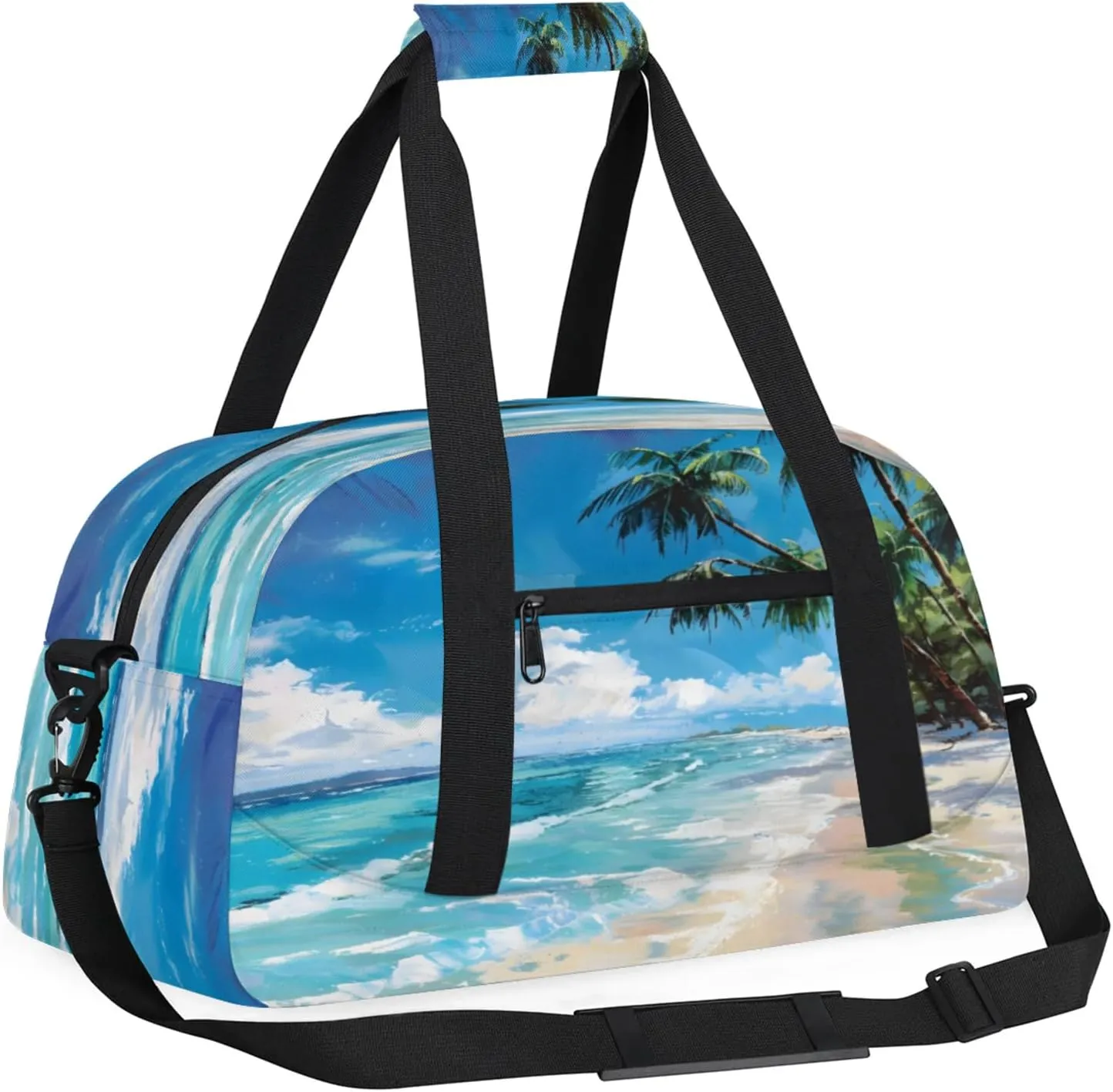 Tropical Beach Hawaiian Palm Trees Small Gym Bag 18 inch Carry On Duffel Bag for Weekender Travel Sports Workout Yoga Gymnastics Dance Ballet