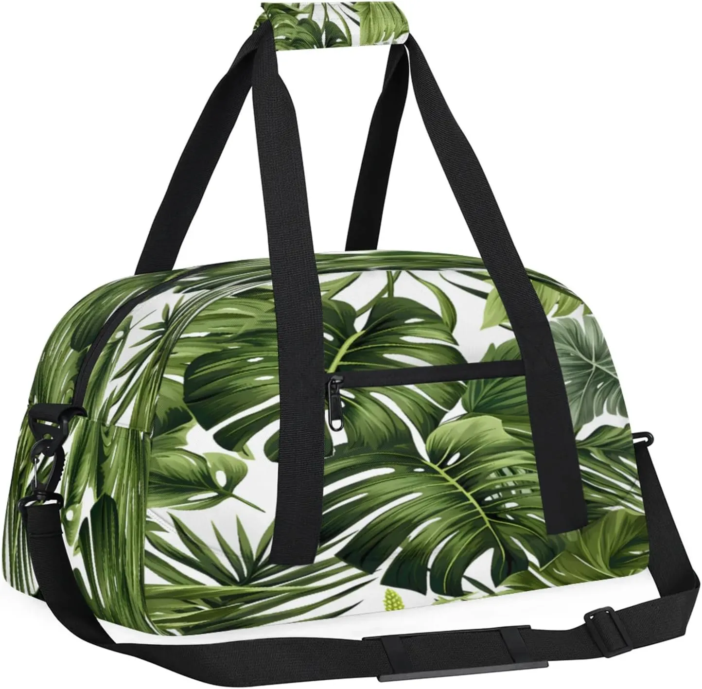 Tropical Plants Green Palms Leaf Banana Leaves Small Gym Bag 18 inch Carry On Duffel Bag for Weekender Travel Sports Workout Yoga Gymnastics Dance Ballet