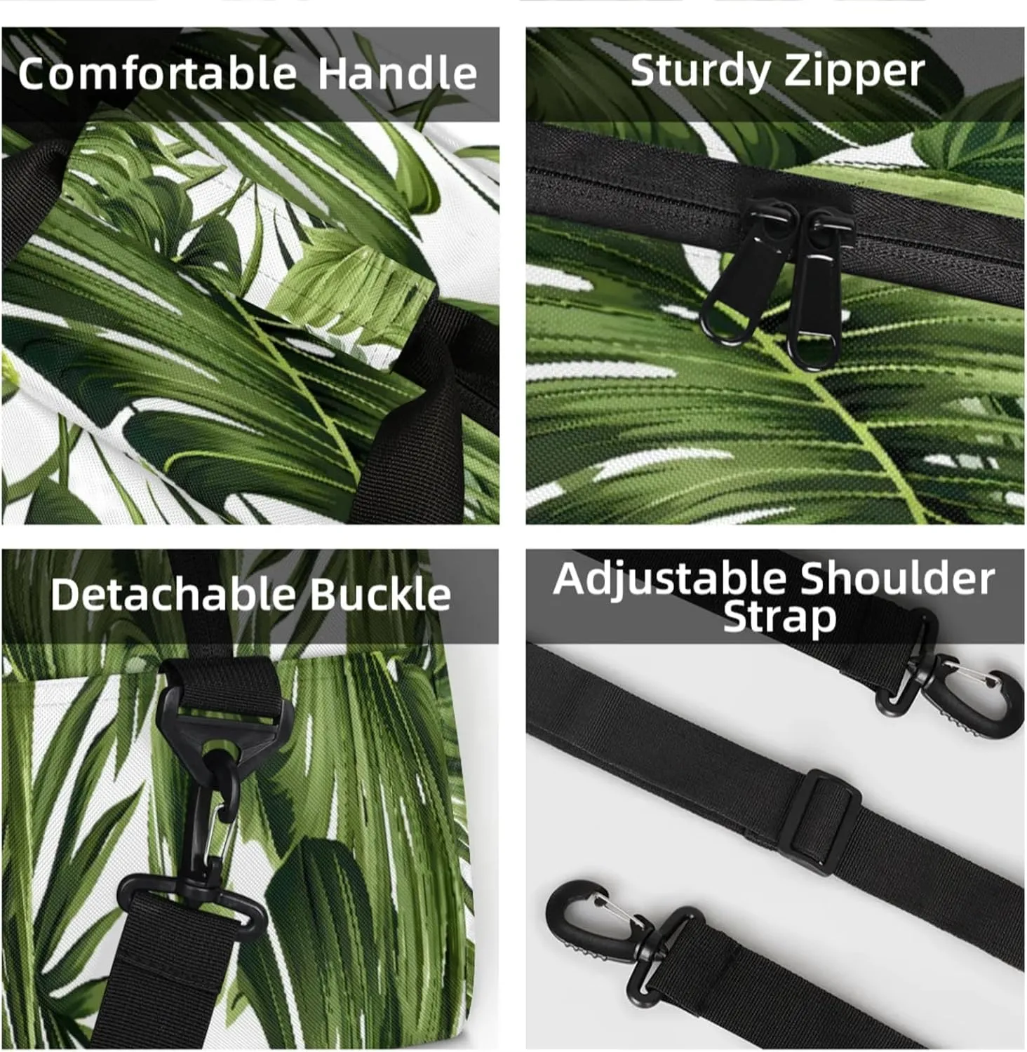 Tropical Plants Green Palms Leaf Banana Leaves Small Gym Bag 18 inch Carry On Duffel Bag for Weekender Travel Sports Workout Yoga Gymnastics Dance Ballet