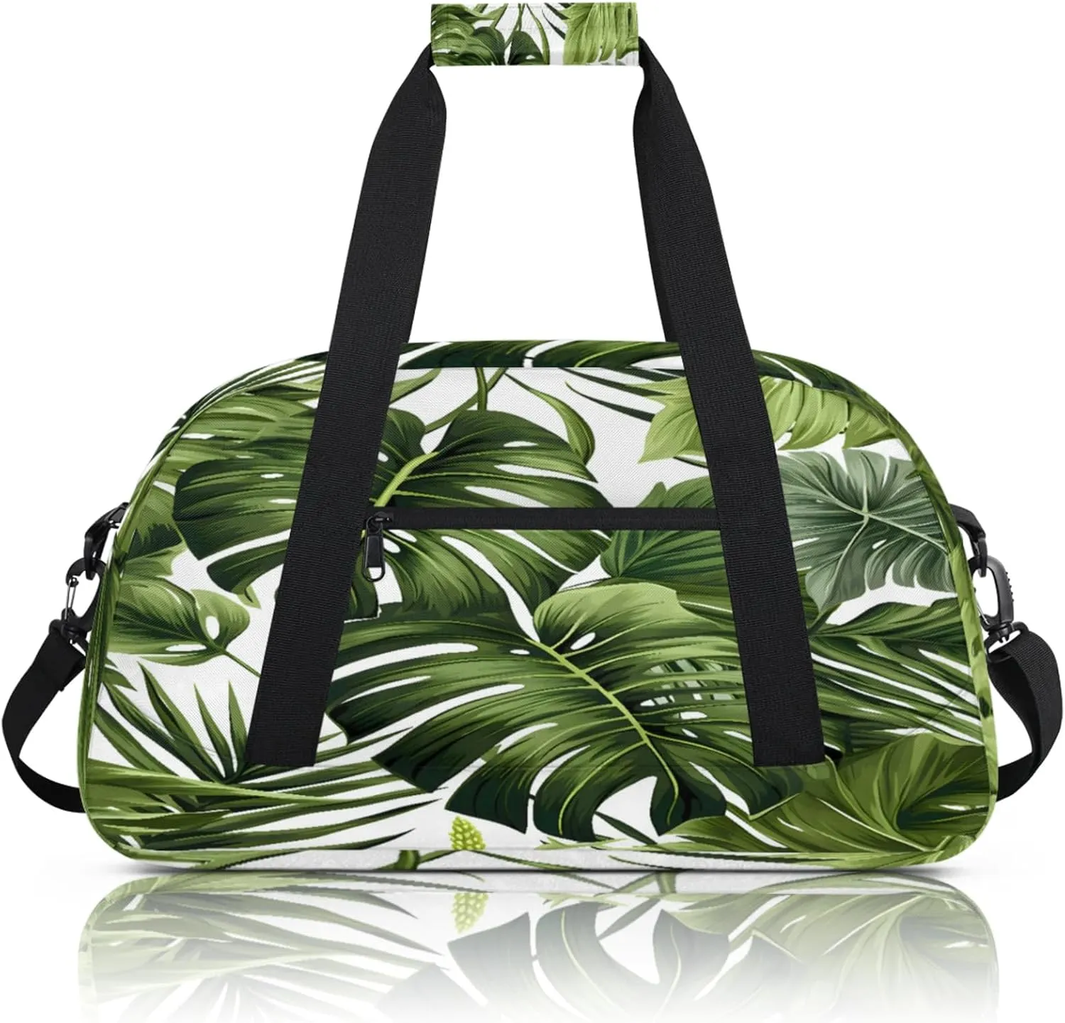 Tropical Plants Green Palms Leaf Banana Leaves Small Gym Bag 18 inch Carry On Duffel Bag for Weekender Travel Sports Workout Yoga Gymnastics Dance Ballet