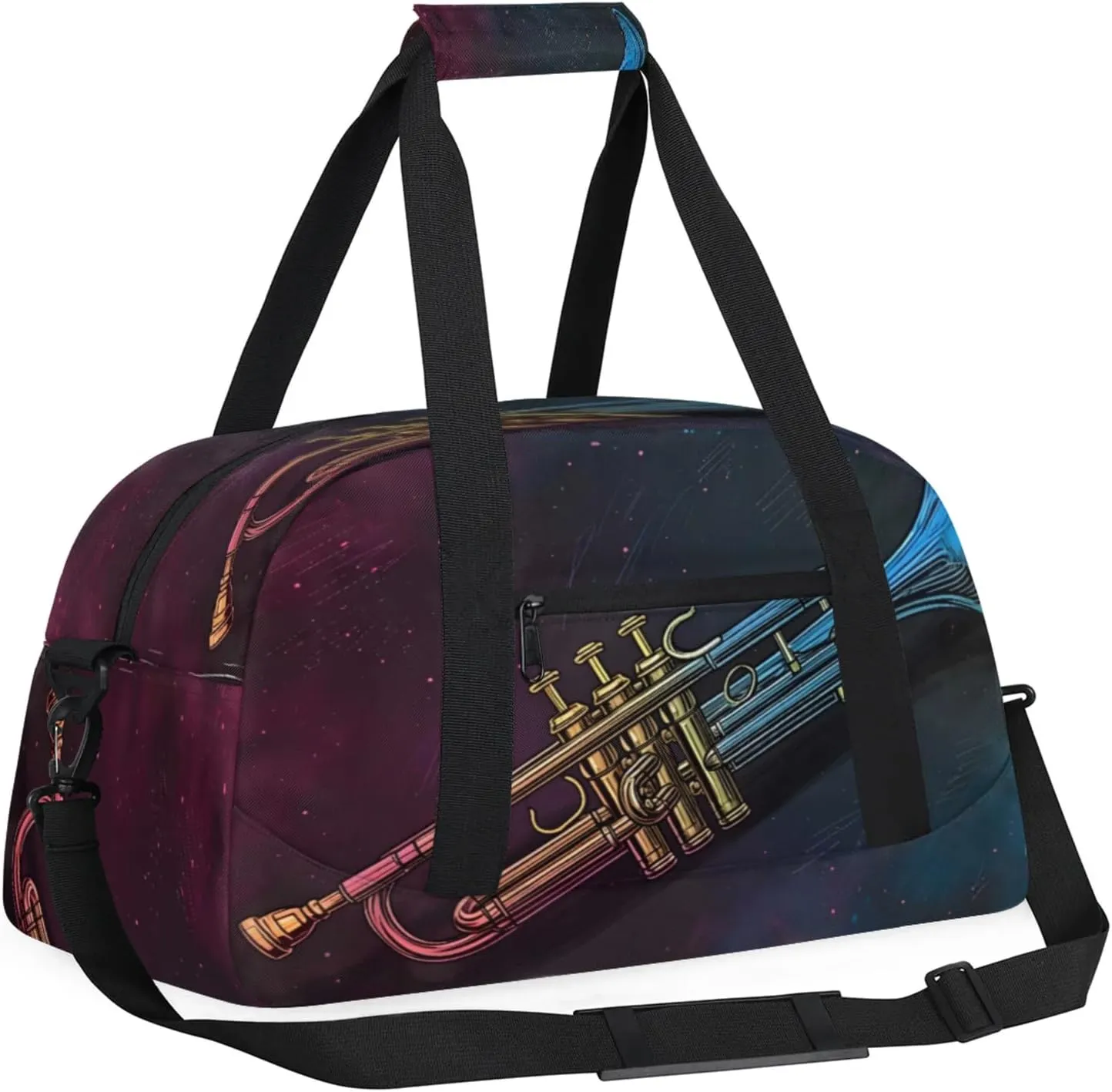 Trumpet Music Small Gym Bag 18 inch Carry On Duffel Bag for Weekender Travel Sports Workout Yoga Gymnastics Dance Ballet