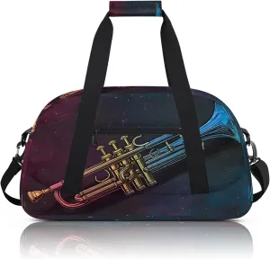 Trumpet Music Small Gym Bag 18 inch Carry On Duffel Bag for Weekender Travel Sports Workout Yoga Gymnastics Dance Ballet