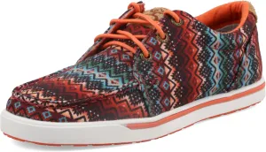 Twisted X Women's Hooey Loper, Moc Toe, Orange Aztec Print, 7 M